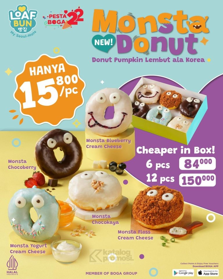 PROMO LOAF BUN BARU! MONSTER DONUTS, Donat Pumpkin Lembut Ala Korea