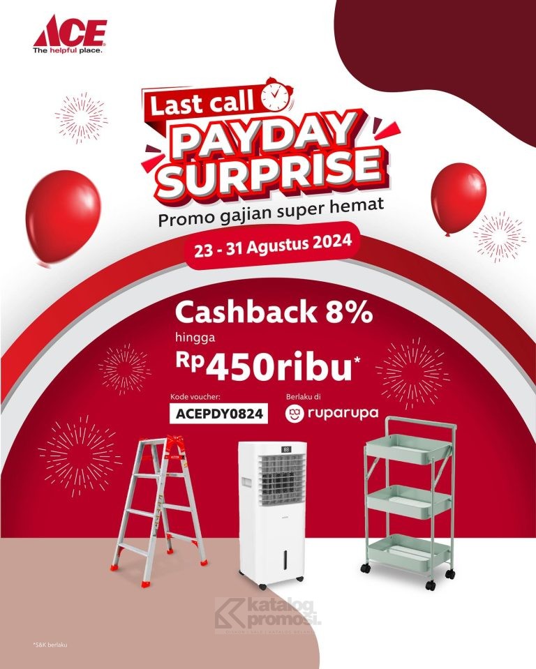 Promo ACE PAYDAY Cashback 8% hingga Rp450 ribu hanya di tanggal 23-31 Agustus 2024