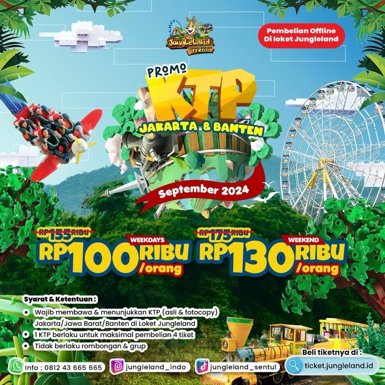 PROMO JUNGLELAND HARGA SPESIAL TIKET MASUK khusus KTP JAKARTA dan BANTEN