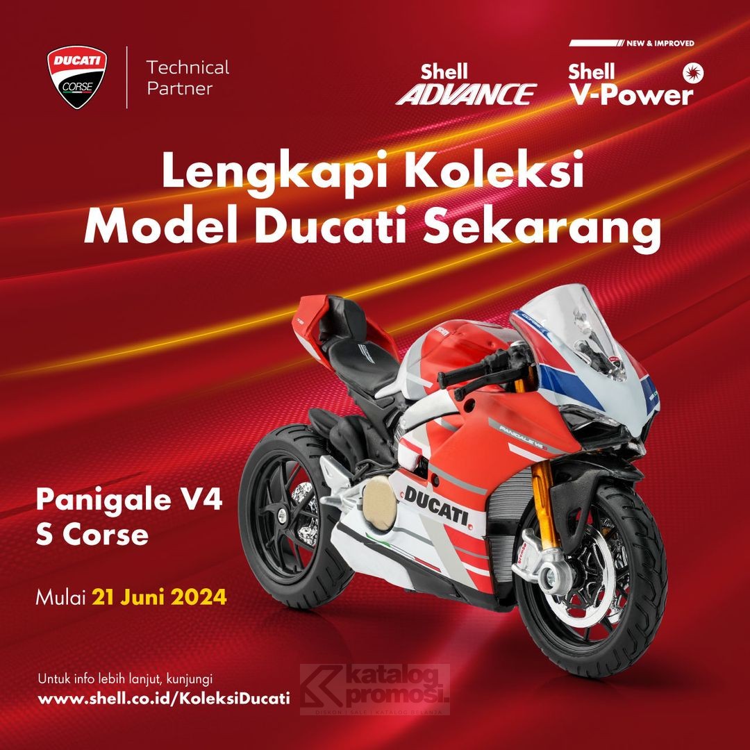 Promo SHELL INDONESIA ISI BENSIN DAN DAPATKAN Koleksi Model Ducati Panigale V4 S Corse mulai tanggal 21 Juni 2024