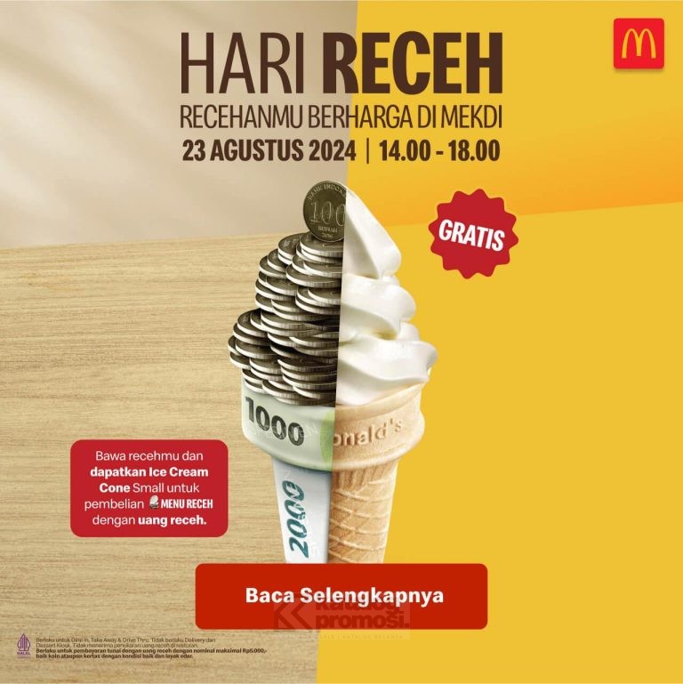 Promo MCDONALDS HARI RECEH NASIONAL GRATIS 1 PC ICE CREAM CONE