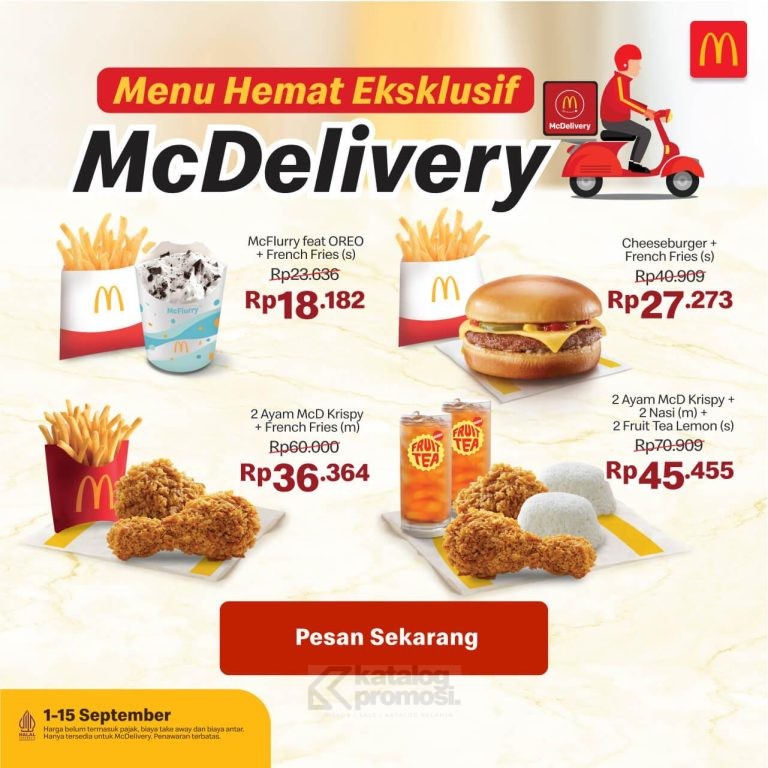 Promo MCDONALDS Menu Hemat Eksklusif McDelivery mulai Rp. 18RIBUAN aja