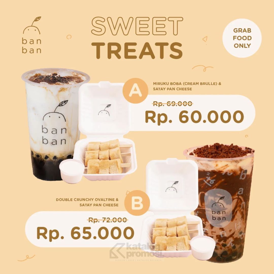 Promo Ban Ban Tea GrabFood Sweet Treats! Paket Spesial mulai dari Rp. 60.000