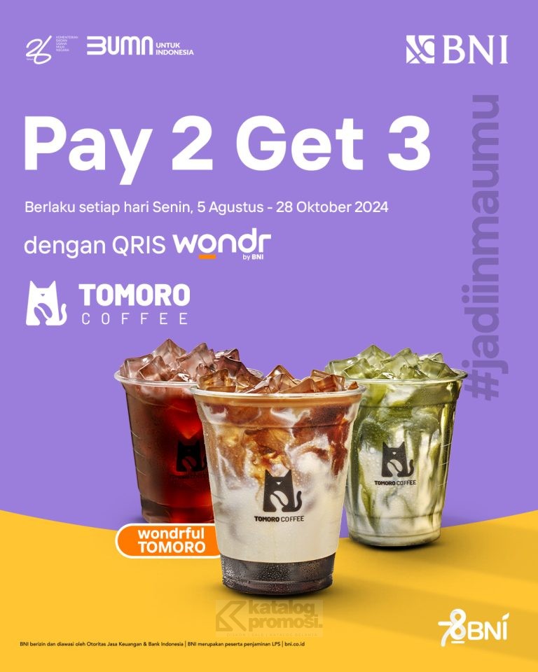 PROMO TOMORO COFFEE BNI WONDR Pay 2 Get 3 untuk pembelian varian wondrful