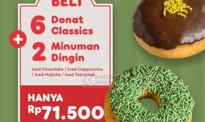 Promo DUNKIN DONUTS 6 Donut Classics + 2 Minuman Hanya Rp 71.500*