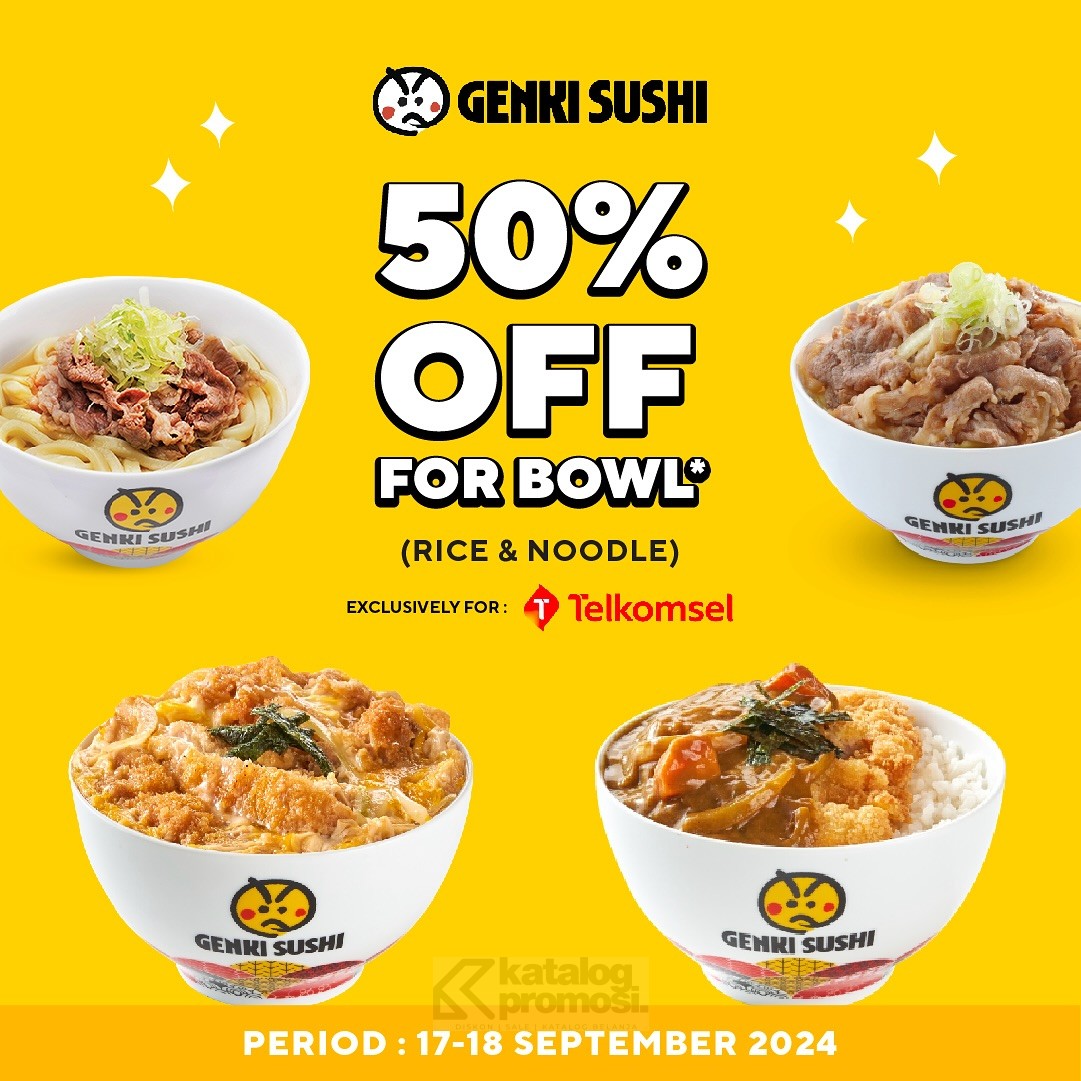 Promo GENKI SUSHI Disc 50% Off Khusus Pengguna TELKOMSEL*