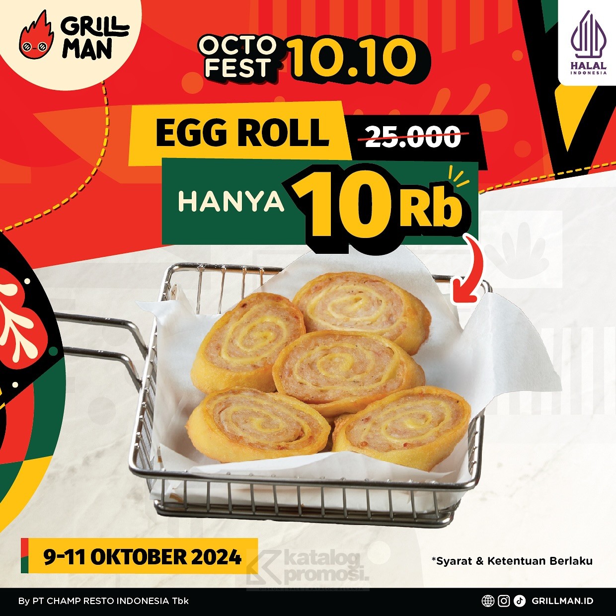 Promo GRILLMAN OCTOFEST 10.10 – HARGA SPESIAL EGG ROLL cuma Rp. 10RB