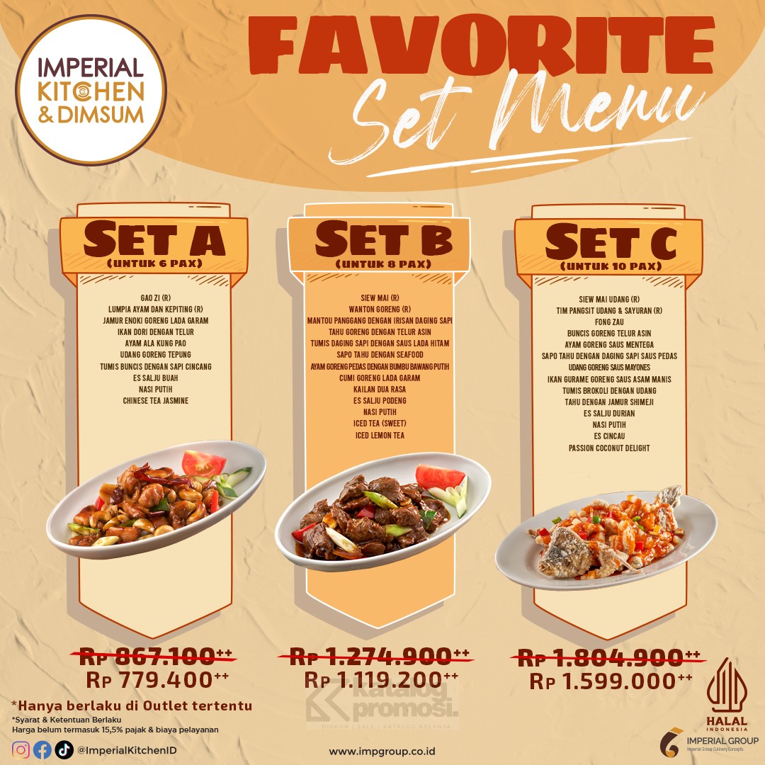 Promo Imperial Kitchen & Dimsum Favorite Set Menu Harga Spesial mulai dari Rp. 779.400++