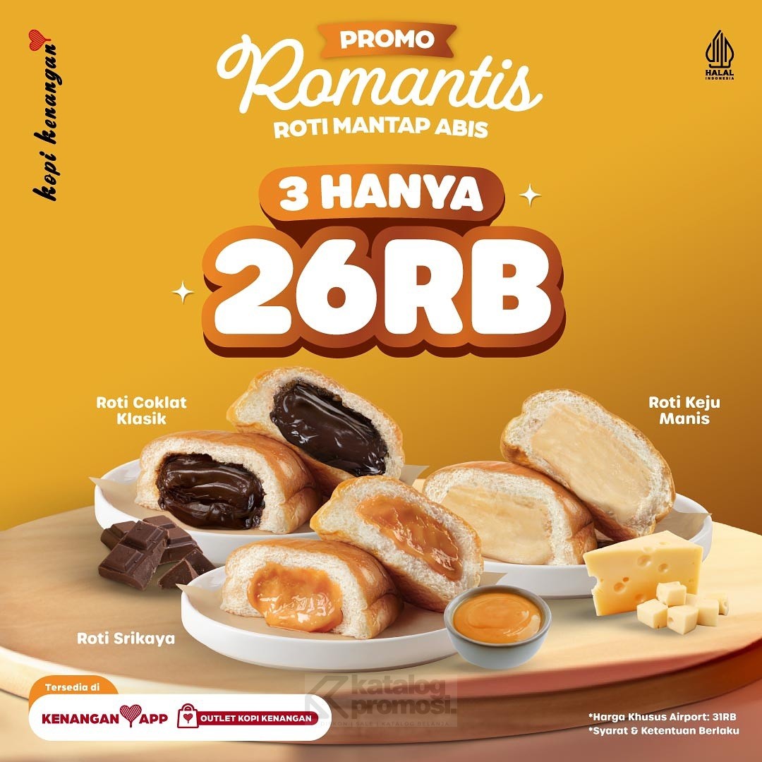 Promo KOPI KENANGAN ROMANTIS - BELI 3 ROTI mulai Rp. 26RB