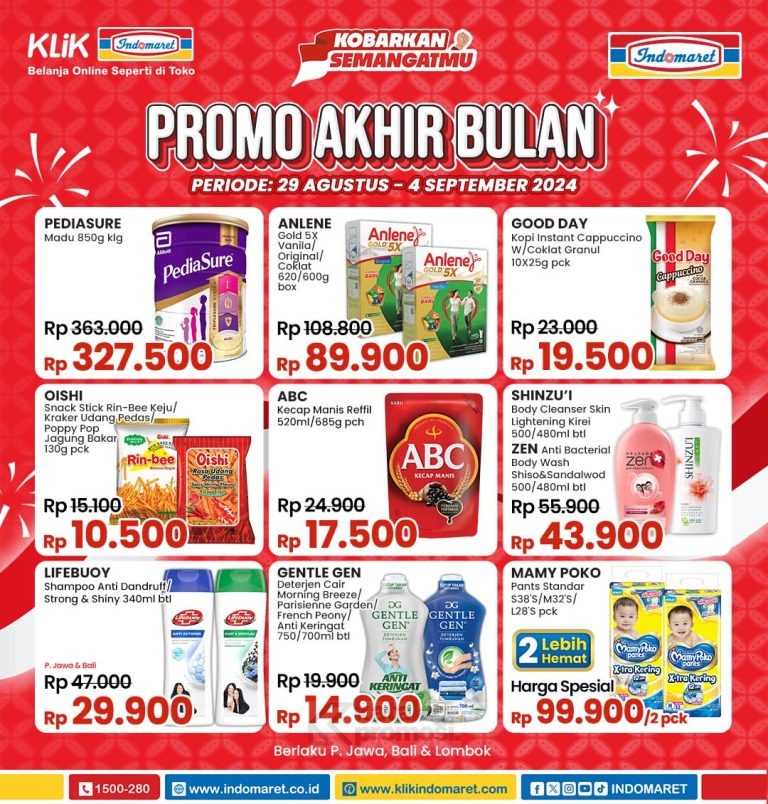 PROMO INDOMARET AKHIR BULAN periode 29 AGUSTUS - 4 SEPTEMBER 2024⁣