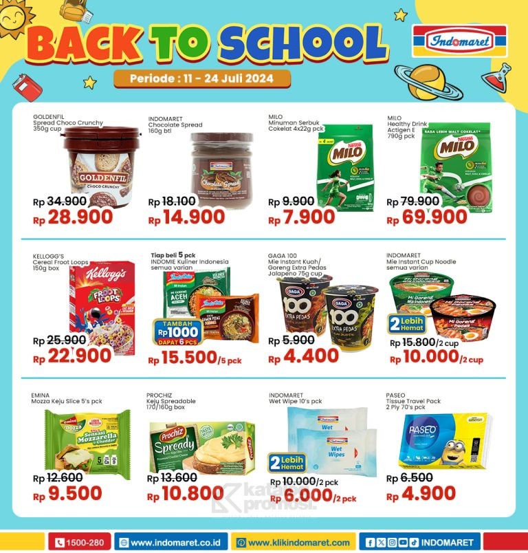 Promo INDOMARET BACK TO SCHOOL periode 11-24 JULI 2024