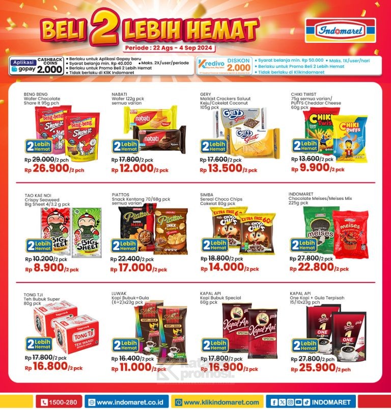 Promo INDOMARET BELI 2 LEBIH HEMAT periode 22 AGUSTUS - 4 SEPTEMBER 2024