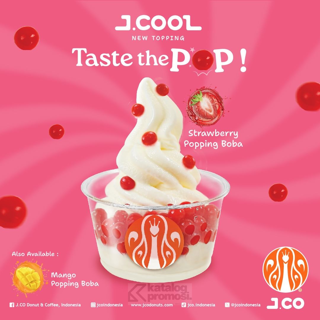 Promo JCO JCOOL NEW Mango & Strawberry Popping Boba