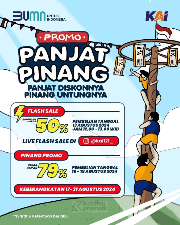 Promo KAI PANJAT PINANG SPESIAL 17AN FLASH SALE TIKET CUMA BAYAR 79% khusus pembelian tanggal 16-18 Agustus 2024