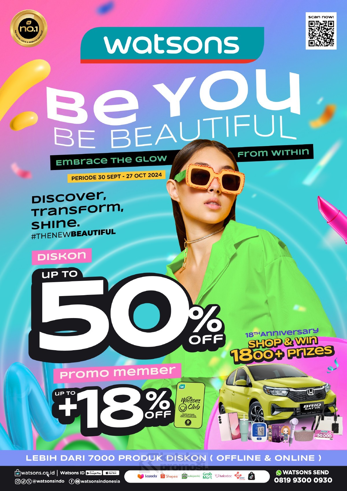 Katalog Belanja Watsons Terbaru BE YOU BE BEAUTIFUL! DISKON HINGGA 50% + 18%