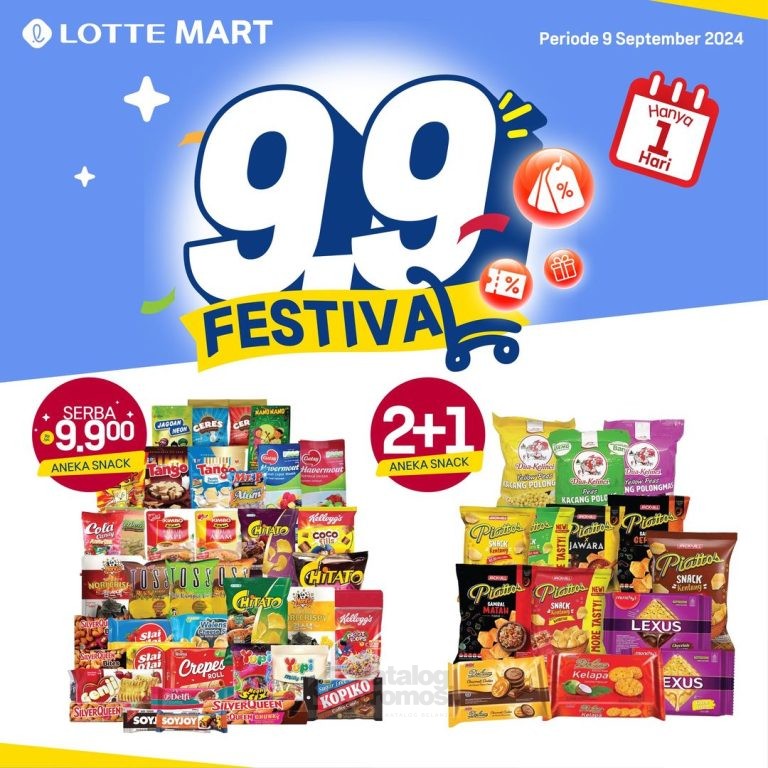 PROMO LOTTEMART 9.9 FESTIVAL BELI 2 GRATIS 1 DAN DISKON SERBA Rp. 9.900