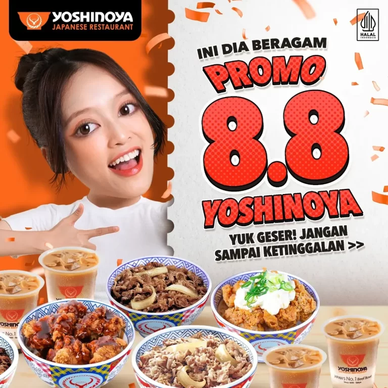 Promo YOSHINOYA SPECIAL 8.8 GRATIS BEEF BOWL KALAU TAHUN/BULAN/TANGGAL KELAHIRAN KAMU ADA ANGKA INI berlaku selama bulan AGUSTUS 2024