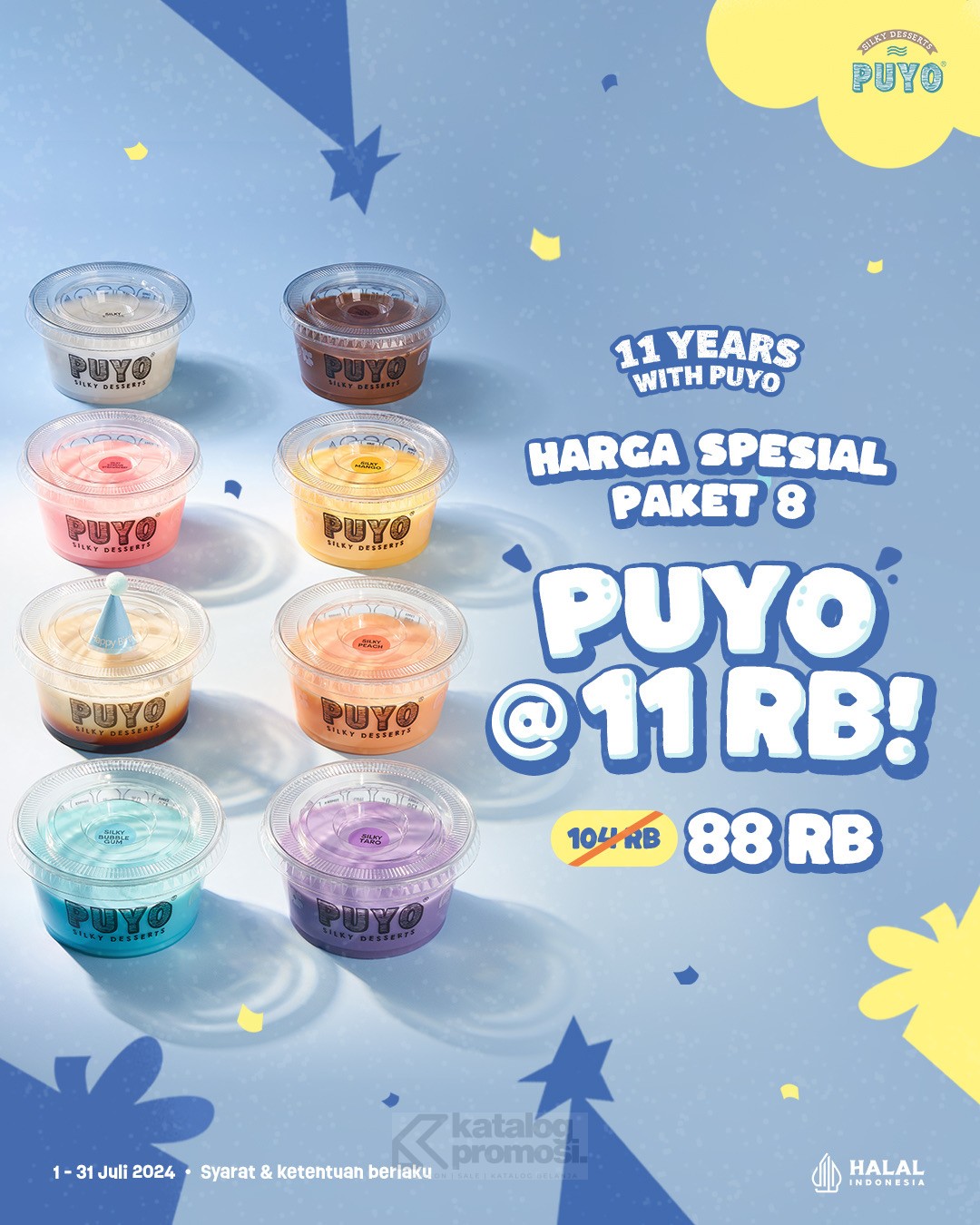 Promo PUYO SPESIAL ANNIVERSARY - Paket 8 Puyo Silky Desserts cuma Rp. 88RB