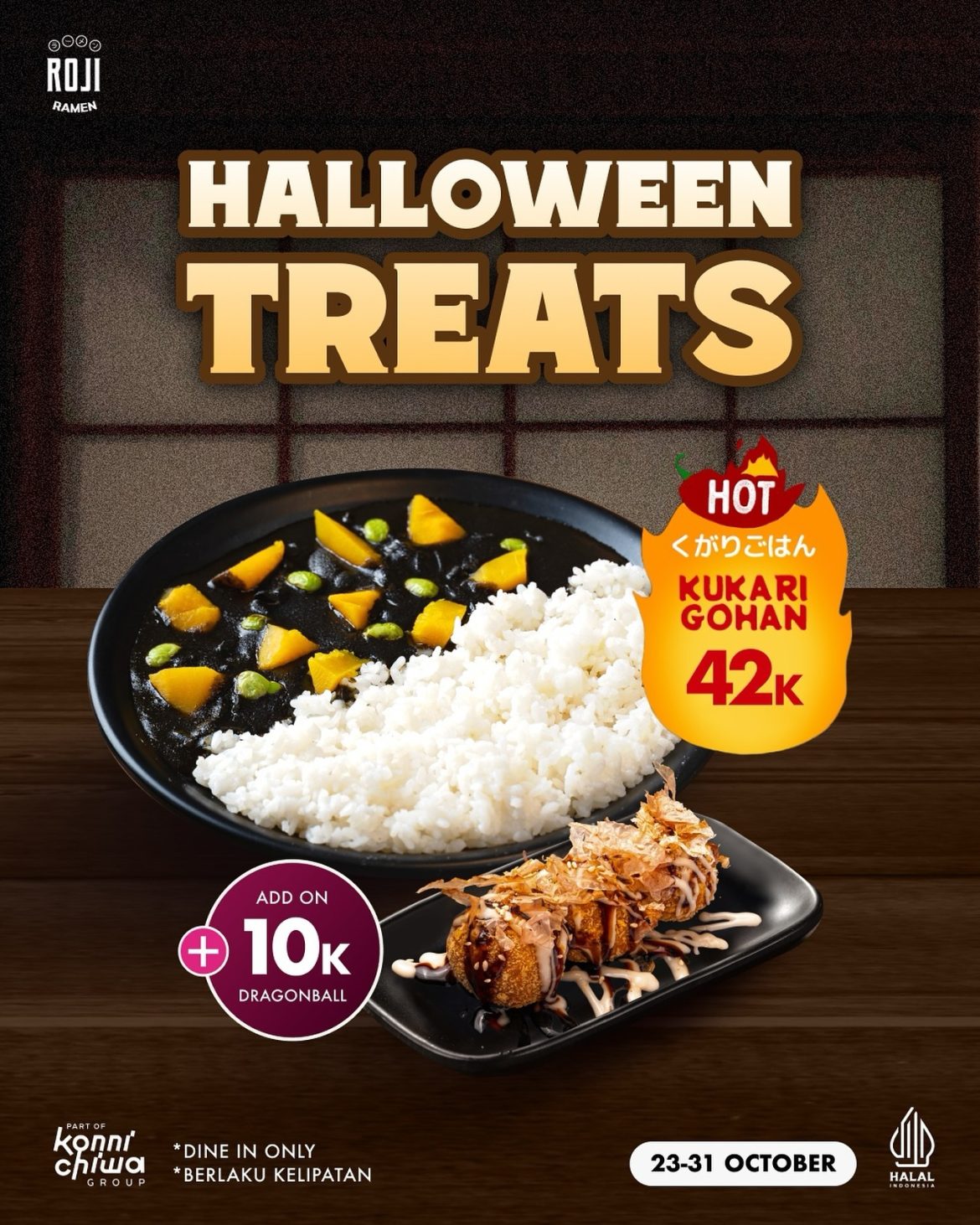 Promo Roji Ramen Halloween Treats! Kukari Gohan cuma Rp. 42K + Add On