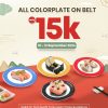 Promo Opening Tom Sushi Tunjungan Plaza SURABAYA - All Colorplate On Belt only Rp. 15K, berlaku mulai tanggal 10 - 12 September 2024