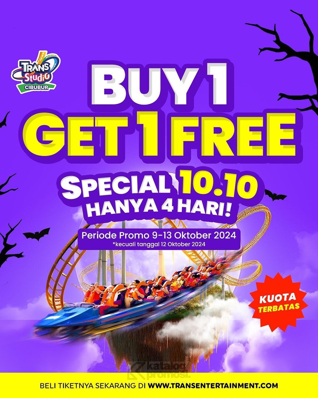 Promo TRANS STUDIO CIBUBUR SPECIAL 10.10 – BUY 1 GET 1 FREE*