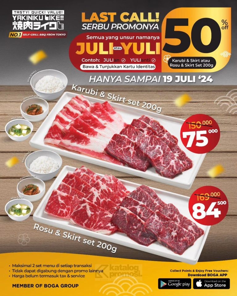 Promo Yakiniku Like DISKON 50% kalau kamu punya unsur nama ini