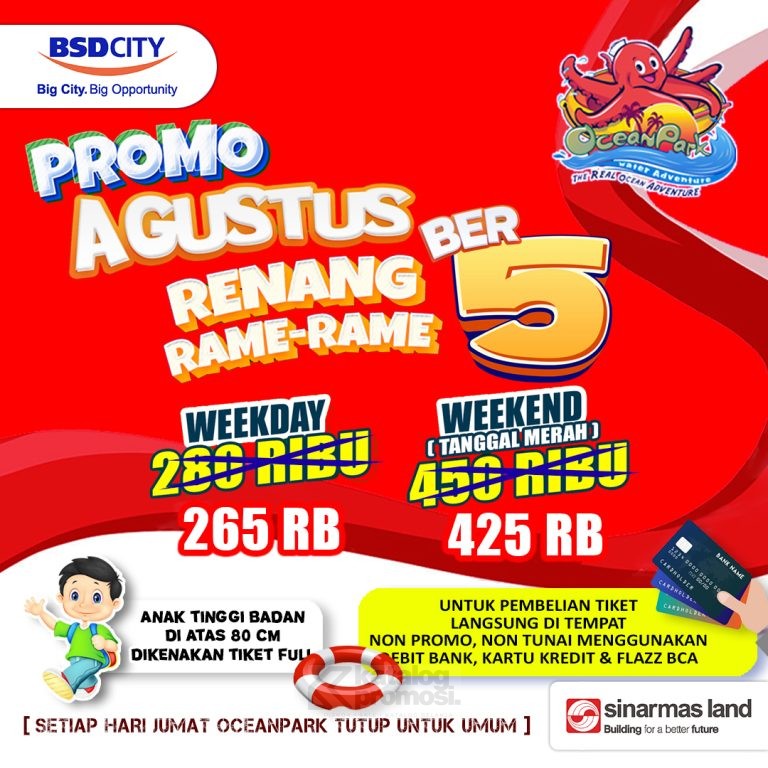 Promo OCEAN PARK Renang Rame Rame Ber 5 Turun Harga mulai Rp. 265.000