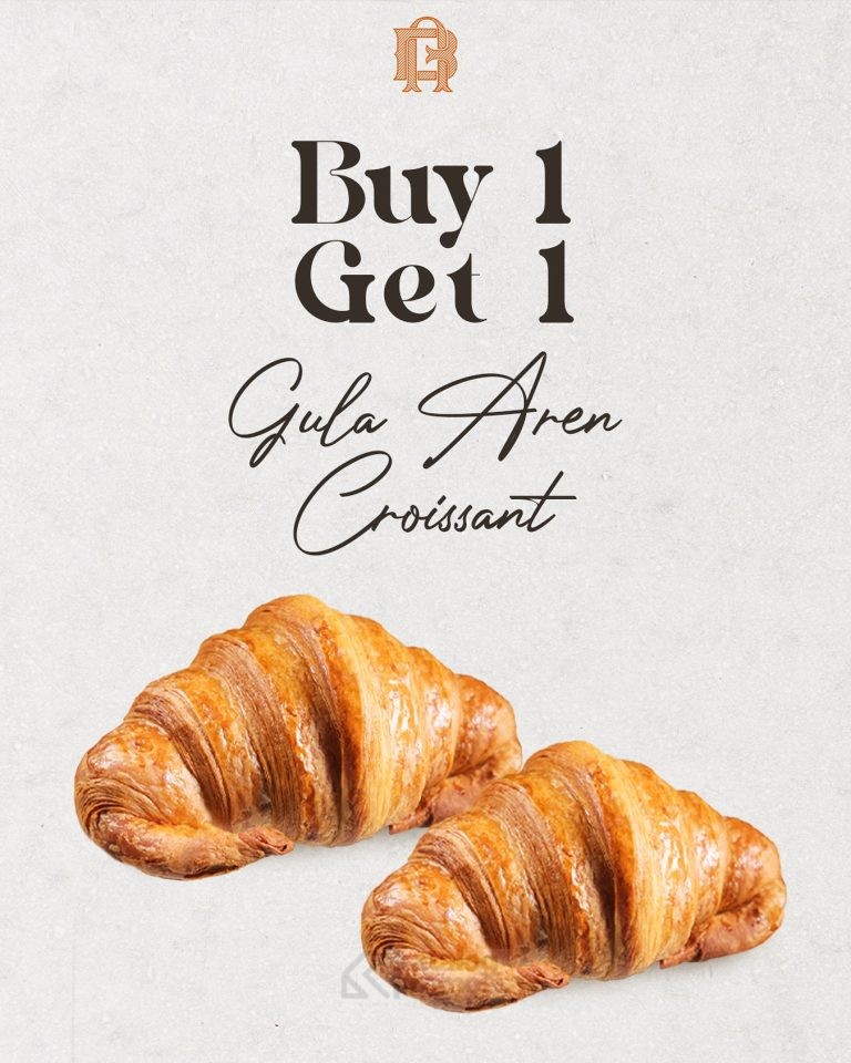 Promo Butteria Jakarta Beli 1 Gratis 1 untuk Gula Aren Croissant berlaku tanggal 01-18 Agustus 2024