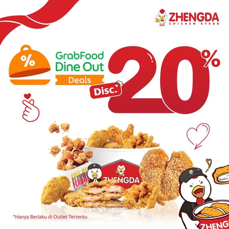 Promo ZHENGDA GRABFOOD DINE OUT DEALS DISKON 20%