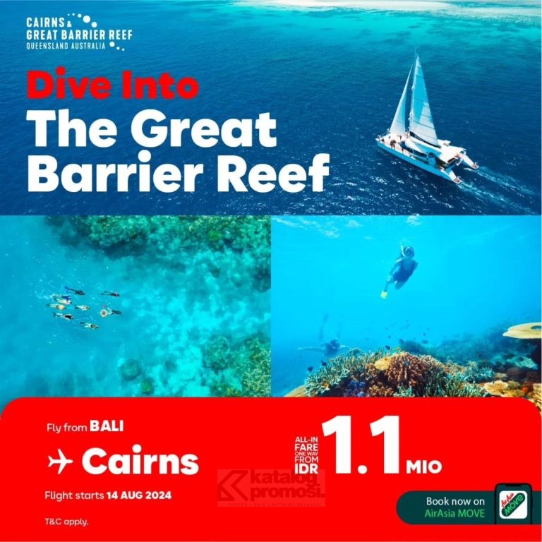 Promo AirAsia Terbang Langsung dari Bali ke Cairns Australia mulai Rp. 1.100.000 mulai tanggal 14 Agustus 2024