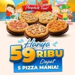 Promo DOMINO’S PIZZA Paket 5 Pizza Mania cuma Rp. 59RIBUAN AJA