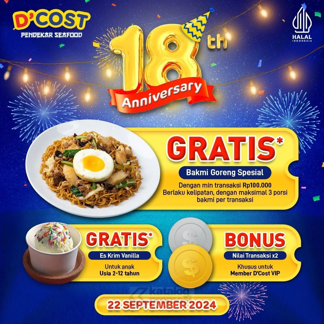 Promo D'COST 18th Anniversary Gratis Bakmie Goreng Spesial dan Donasi untuk Palestina!