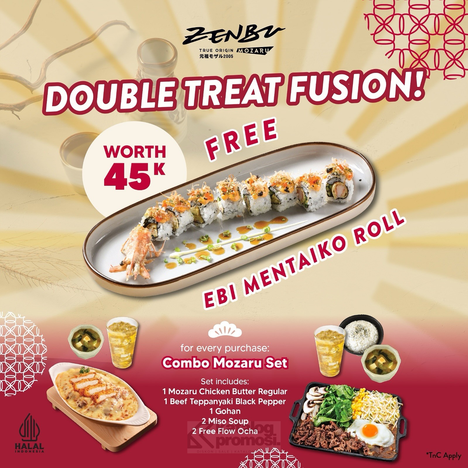 Promo Ebi Mentaiko Roll GRATIS di Zenbu Resto