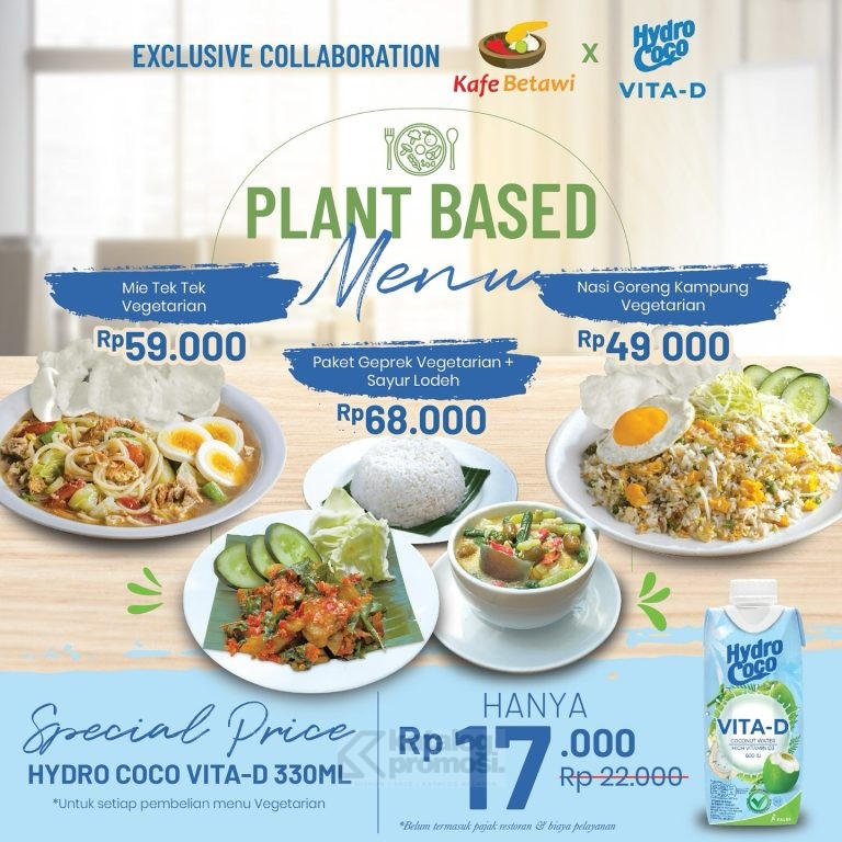 Promo Kafe Betawi x Hydrococo Vita D Special Bundling Plant Based Menu mulai Rp. 49.000