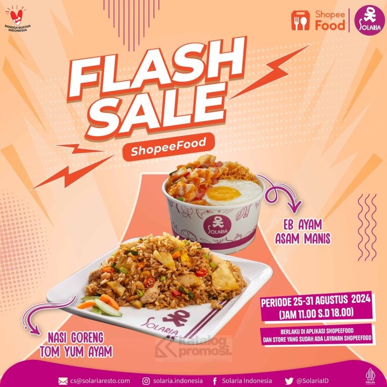 Promo SOLARIA SHOPEEFOOD FLASH SALE HARGA SPESIAL MENU FAVORIT Nasi Goreng Tomyum Ayam dan Express Bowl ayam Asam Manis