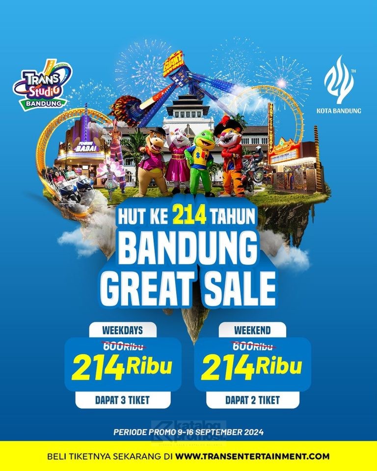 Promo TRANS STUDIO BANDUNG BERTIGA CUMA Rp 214.000