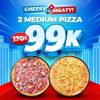 Promo DOMINOS CHEESY MEATY - Beli 2 Medium Cheesy Meaty Pizza hanya Rp. 99.000*