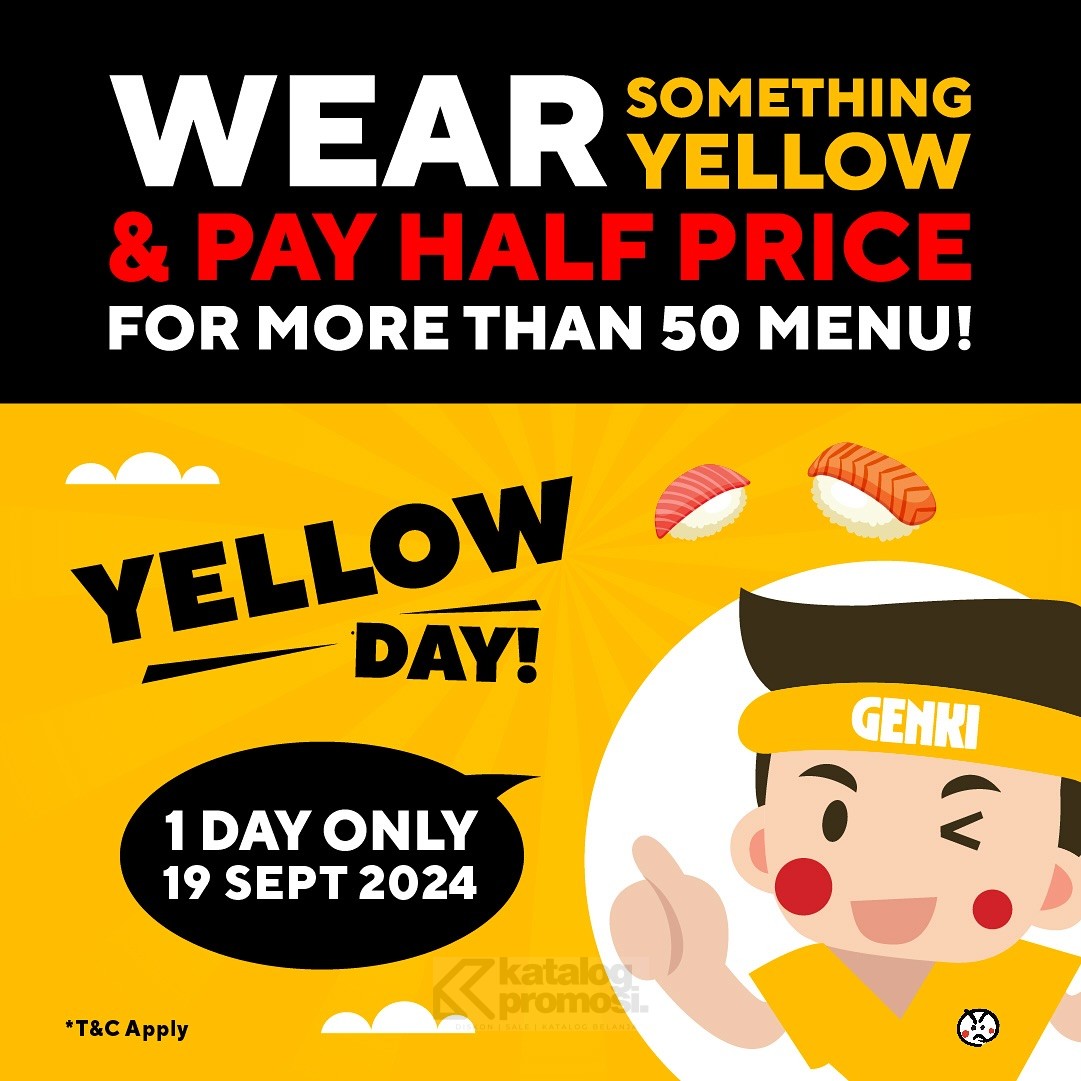 Promo GENKI SUSHI YELLOW DAY - DISCOUNT 50% OFF