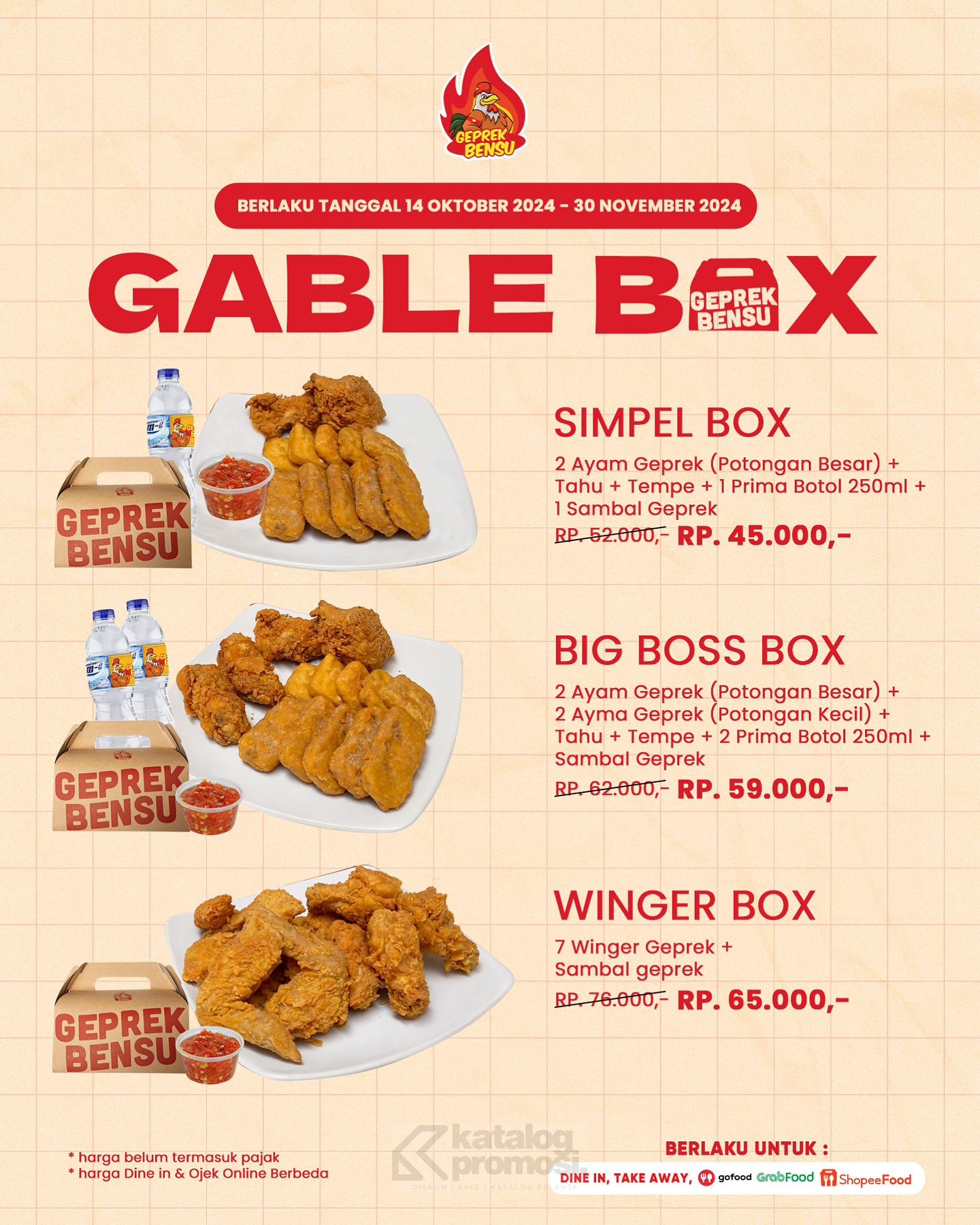 Promo GEPREK BENSU PAKET GABLE BOX mulai Rp. 45RIBUAN AJA!