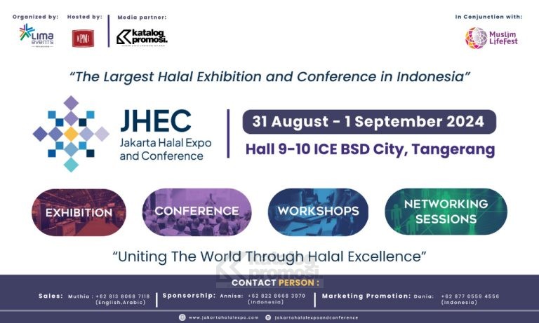 Jakarta Halal Expo and Conference 2024 tanggal 30 Agustus - 01 September 2024 di Indonesia Convention Exhibition (ICE) BSD, Tangerang, Indonesia