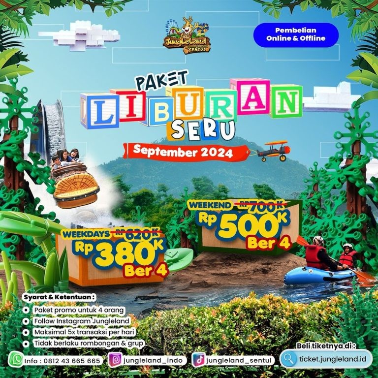 Promo JUNGLELAND PAKET LIBURAN SERU MAIN BEREMPAT MULAI Rp. 380.000