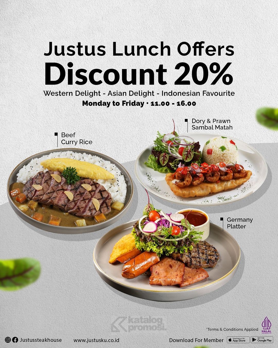 Promo Justus Steak House Special Lunch - Get Discount 20% for Selected Items