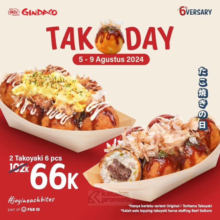 Promo GINDACO TAKODAY‼️2 Takoyaki hanya 66RIBU