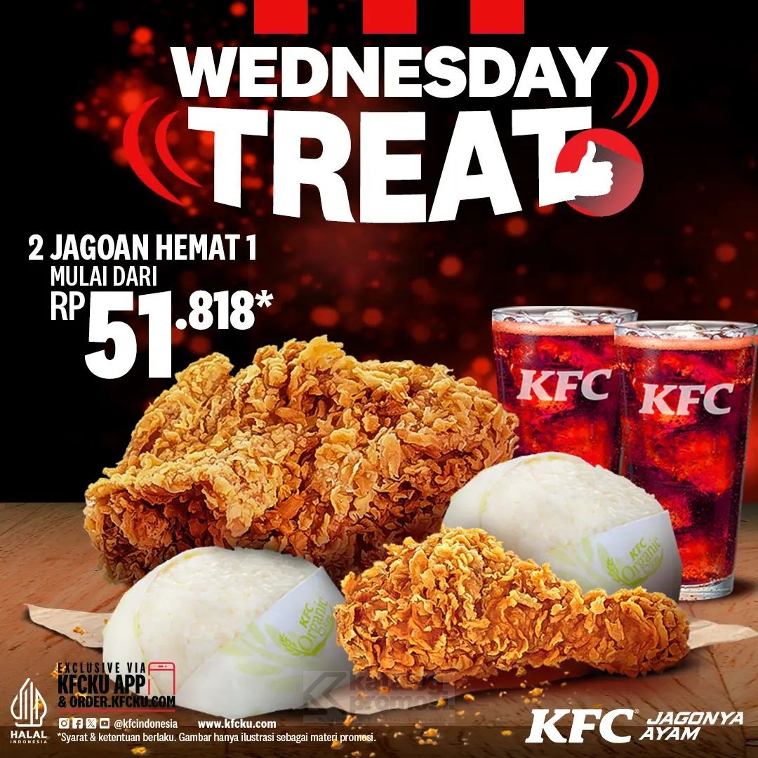 Promo KFC WEDNESDAY TREAT! Paket 2 Jagoan Hemat 1 mulai dari Rp. 51Ribuan aja