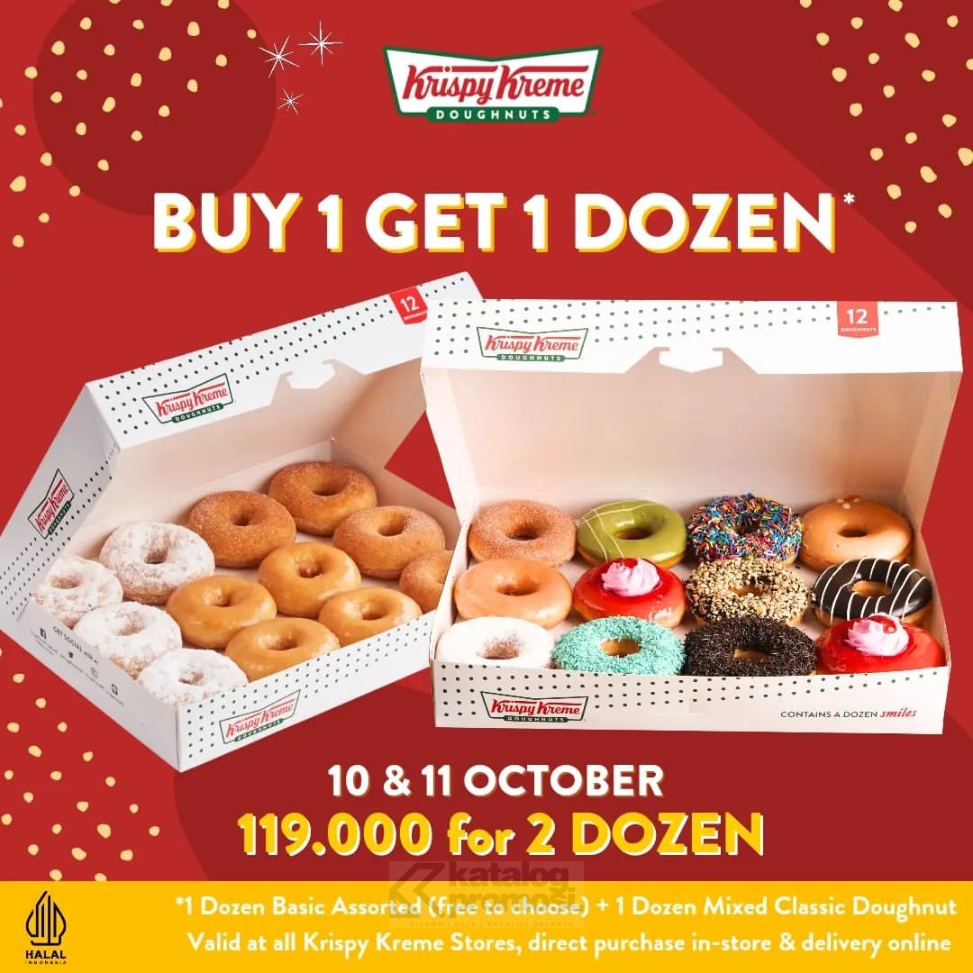 Promo KRISPY KREME SPESIAL BELI 1 GRATIS 1 LUSIN*