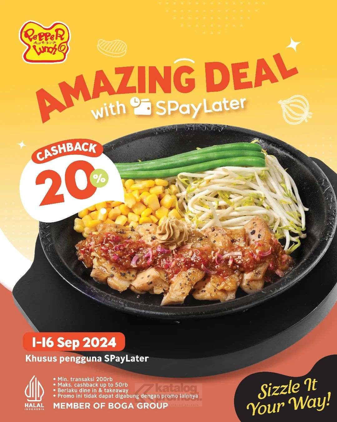 Promo PEPPER LUNCH SPAYLATER - dapatkan CASHBACK 20%