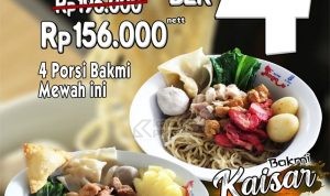 Promo Bakmi Naga bulan Januari 2025, makan berempat lebih hemat! 4 porsi Bakmi hanya Rp 156 ribu. Berlaku dine in saja.