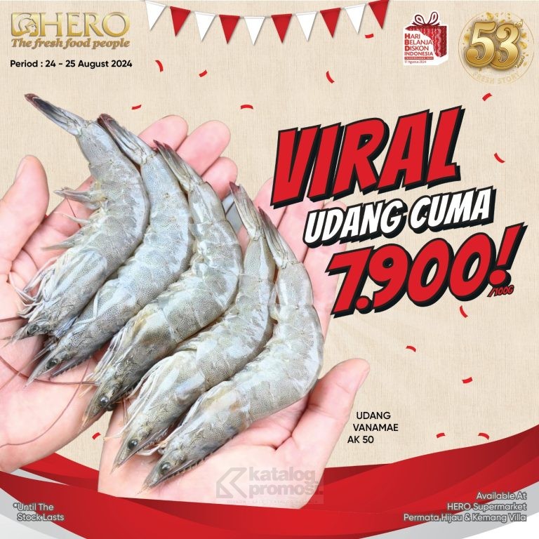 Promo HERO SUPERMARKET UDANG VIRAL cuma Rp. 7.900/100gram