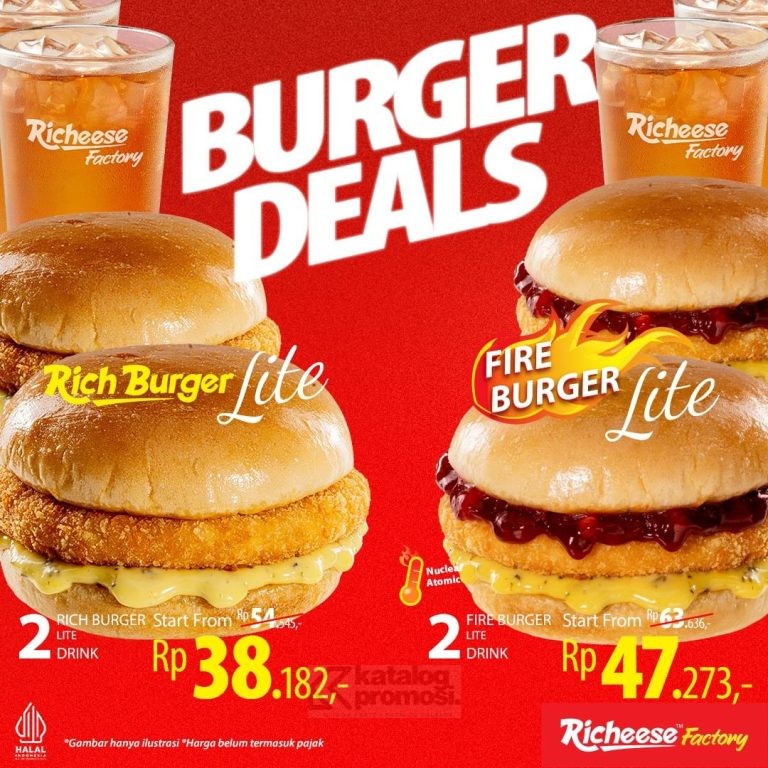 Promo RICHEESE FACTORY BURGER DEALS - HARGA SPESIAL mulai Rp. 38RIBUAN