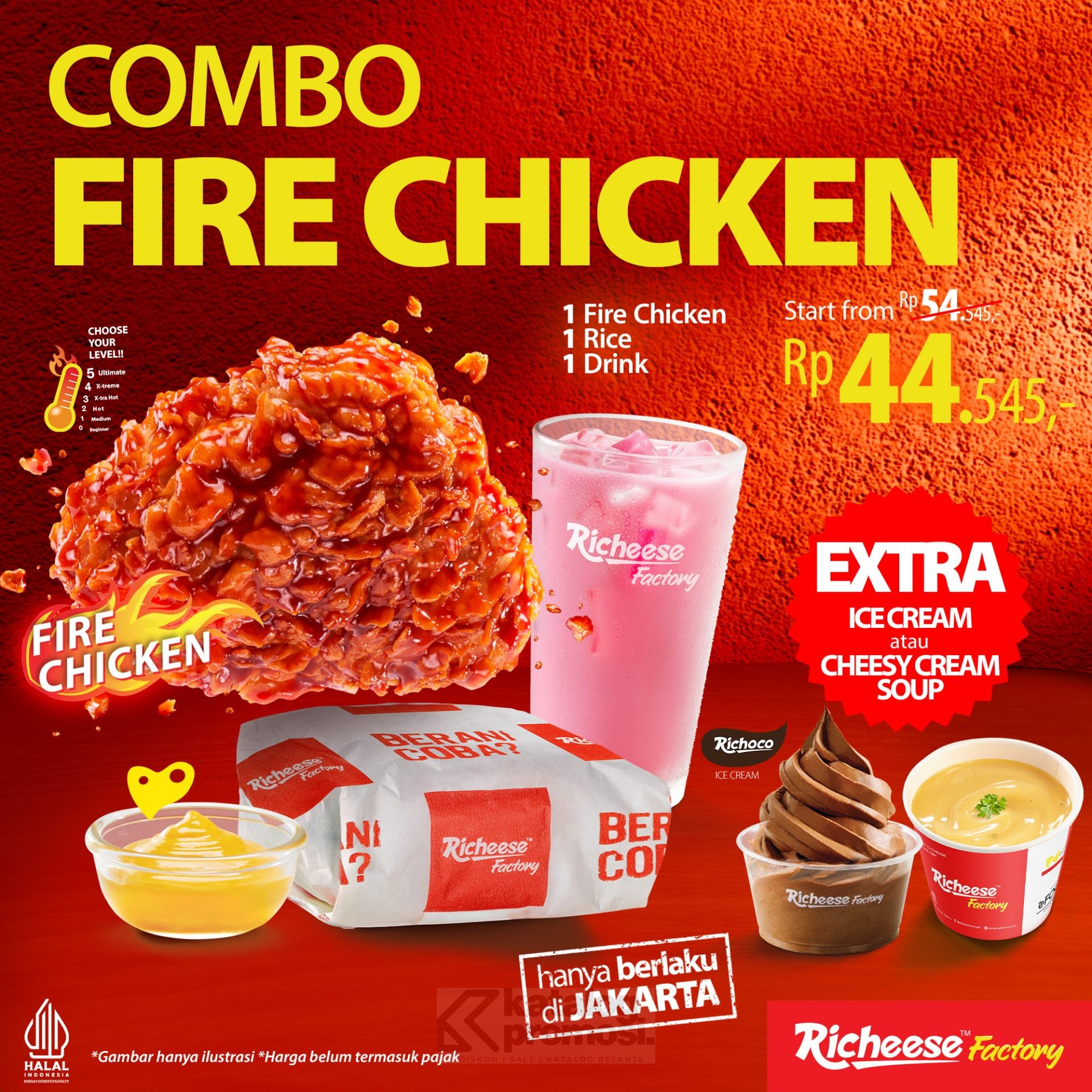 Promo Richeese Factory Special Price Combo Fire Chicken mulai dari Rp. 44.545,-